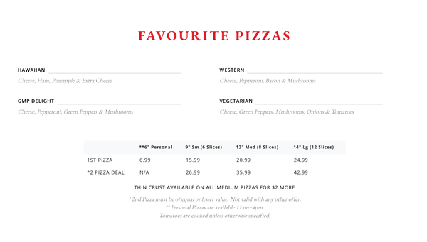 Menu photo 2 Pizza Bank Calgary, AB Menu photo 2 Pizza Bank Calgary, AB