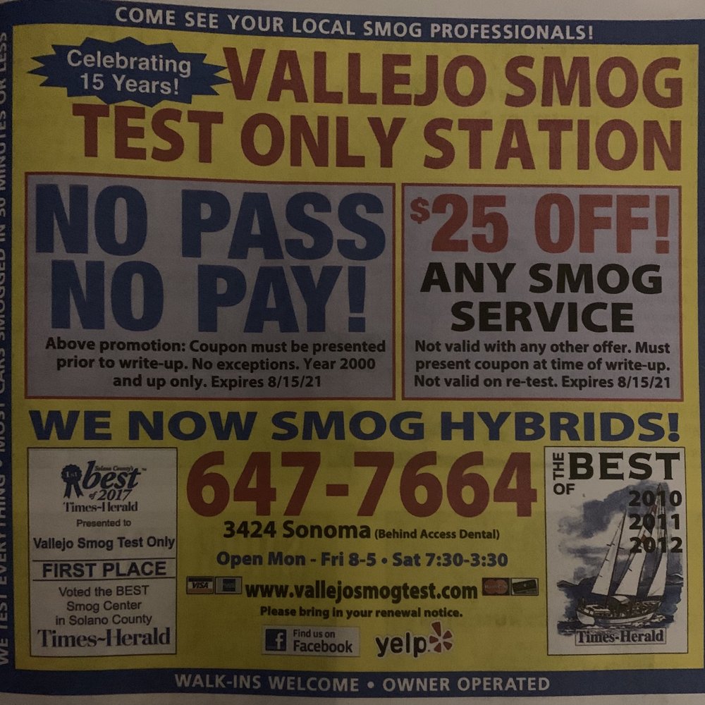Vallejo Smog - Not the old school professional guys anymore, you may get the screws. - Smog Check Stations Near Me - Vallejo, California Vallejo Smog - Not the old school professional guys anymore, you may get the screws. - Smog Check Stations Near Me - Vallejo, California