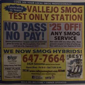 Vallejo Smog - Not the old school professional guys anymore, you may get the screws. - Smog Check Stations Near Me - Vallejo, California