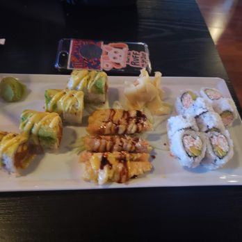 Fusion Sushi - Here we were served an Aloha roll and a California roll with a side of salmon. - Sushi Bars Near Me - Torrance, California Fusion Sushi - Here we were served an Aloha roll and a California roll with a side of salmon. - Sushi Bars Near Me - Torrance, California
