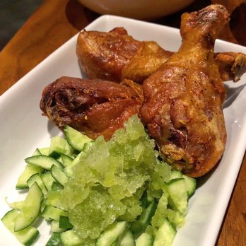 Plenty of Clouds - Ma-la numbing spicy chicken legs with a cucumber granita - Asian Fusion Near Me - Seattle, Washington Plenty of Clouds - Ma-la numbing spicy chicken legs with a cucumber granita - Asian Fusion Near Me - Seattle, Washington