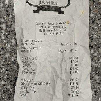 Captain James Crab House - Not bad - Seafood Near Me - Baltimore, Maryland