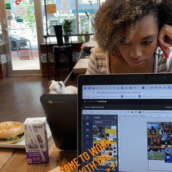 Oromo Cafe Bucktown - Great place to do some work! See the cáptese bagels in the background with a grape juice! - Cafes Near Me - Chicago, Illinois