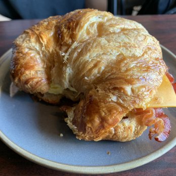 Bean & Leaf Cafe - breakfast sandwich with bacon on croissant - Coffee & Tea Near Me - Rochester, Michigan