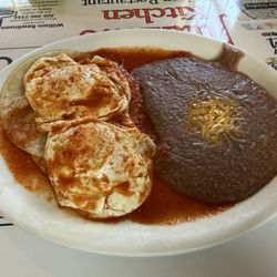 Juanita's Kitchen - I combined spicy Chilaquiles and Huevos Rancheros!  Do it!