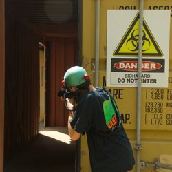 Fireball Mountain - Player entering Zombie Village at Fireball Mountain Laser Tag Park