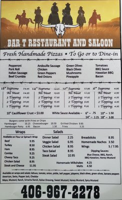 Menu photo 3 Bar T Restaurant and Saloon Worden, MT