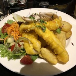 Marinovich's Seafood Restaurant - Fish and chips, the fish was VERY good! Snapper and Garmund.