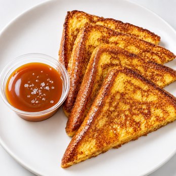 5 Senses Cuisine - Agege bread French toasts served with salted caramel sauce - African Near Me - Dallas, Texas 5 Senses Cuisine - Agege bread French toasts served with salted caramel sauce - African Near Me - Dallas, Texas