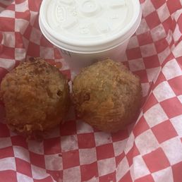 The boudin balls after we each ate one! The boudin balls after we each ate one!
