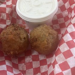 Carlene's Place - The boudin balls after we each ate one!