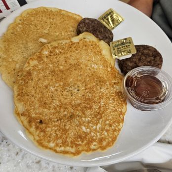 Cornerstone Bakery & Cafe - Blueberry pancakes with sausage - Bakeries Near Me - Ruidoso, New Mexico