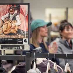 Work n More - Arlington - Leslie & Lyndsay in the womens Carhartt section