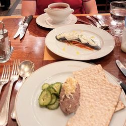 Fischer's - Borsht, Bismark Herring and Chopped liver (chicken)