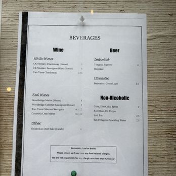 Tommy's Wok - Beverages Menu - July 2025 - Chinese Near Me - Carmel, California