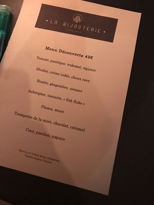 Menu photo 1 La Bijouterie Lyon, 69 Menu photo 1 La Bijouterie Lyon, 69