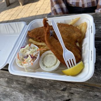 Monahan's Clam Shack - And this was the flounder dinner came with french fries coleslaw - Seafood Near Me - Narragansett, Rhode Island Monahan's Clam Shack - And this was the flounder dinner came with french fries coleslaw - Seafood Near Me - Narragansett, Rhode Island