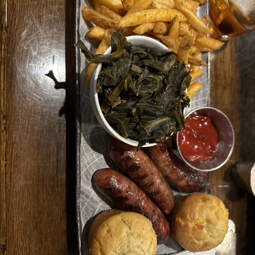 Jack Daniel's - Sausage fries, collard greens - Southern Near Me - Nashville, Tennessee Jack Daniel's - Sausage fries, collard greens - Southern Near Me - Nashville, Tennessee