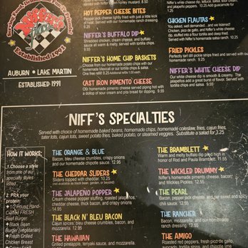 Niffer's Place Auburn - Menu August 2025 - American Near Me - Auburn, Alabama Niffer's Place Auburn - Menu August 2025 - American Near Me - Auburn, Alabama