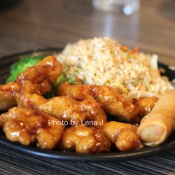 One Bowl Asian Cuisine - General Tso's Chicken Lunch Special (!$11.95) - served w egg roll and fried rice