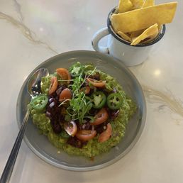 Gauc and chips.  The smallest side of chips I ever seen