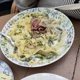 Asparagus fettuccine with cream sauce Asparagus fettuccine with cream sauce
