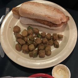Adam's Seafood and Steaks - Fish Sandwich with Fried Okra