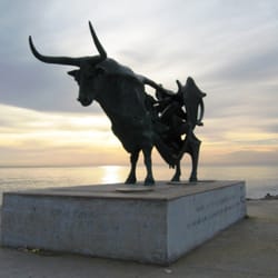 Ribes Roges Beach - Sculpture of Pasiphaë and the White Bull (Pasiphaë is actually shown inside the bull - which seems to have udders...)