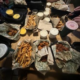 A lil bit of every flavor and tons of sauce A lil bit of every flavor and tons of sauce