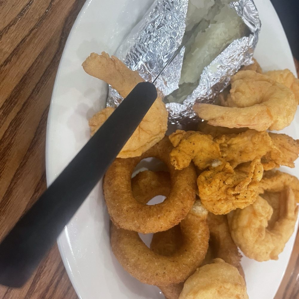 Ocean View Seafood & Steaks - Flounder, Baked Potato, and Chicken Tenders - Seafood Near Me - Cayce, South Carolina Ocean View Seafood & Steaks - Flounder, Baked Potato, and Chicken Tenders - Seafood Near Me - Cayce, South Carolina