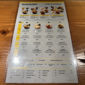Kinton Ramen - Front of menu~ (May 2025) - Ramen Near Me - North Vancouver, British Columbia