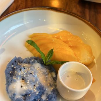 Ben Thai Cafe - Mango sticky rice (butterfly pea flower colored!) - Thai Near Me - San Francisco, California