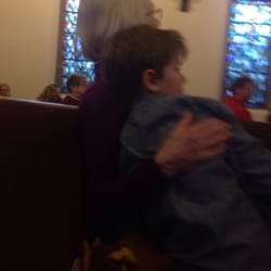 Tolt Congregational United Church of Christ - This is my wiggliest boy who loves to sit with this older woman in the congregation. This is church, holy Church right here.