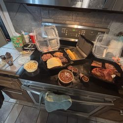 Butcher BBQ Stand - Meat locker  Chopped brisket, ribs, pulled pork , sausage, half chicken, turkey   Apple pie baked beans Roasted corn  Macaroni and cheese