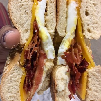 Einstein Bros. Bagels - Bacon, egg, and cheese on sesame bagel - Bagels Near Me - Pittsburgh, Pennsylvania Einstein Bros. Bagels - Bacon, egg, and cheese on sesame bagel - Bagels Near Me - Pittsburgh, Pennsylvania