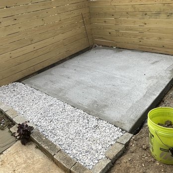 C A C Masonry & Restauration - Cement pad hours after pour -90x90 in. . Still drying out. Will have them do patio stone on the dirt portion next. - Masonry/Concrete Near Me C A C Masonry & Restauration - Cement pad hours after pour -90x90 in. . Still drying out. Will have them do patio stone on the dirt portion next. - Masonry/Concrete Near Me