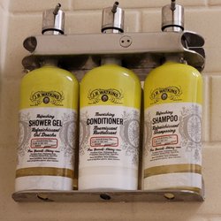 Real nice touch full sized bottles of gel, shampoo and conditioner.