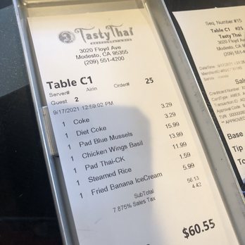 Tasty Thai - Cost for lunch for two - Thai Near Me - Modesto, California Tasty Thai - Cost for lunch for two - Thai Near Me - Modesto, California