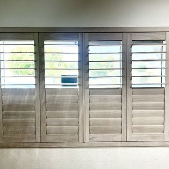 The Vertical Factory on Wheels - Installed Norman shutters, dual panel, open and closed. - Shades & Blinds Near Me - West Covina, California