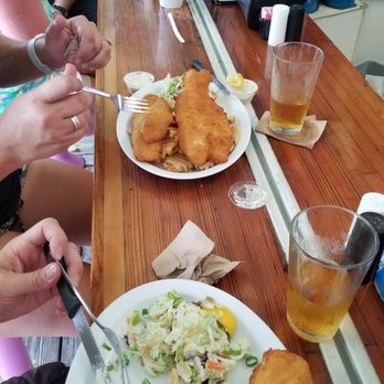 Dune Dog Cafe - Crunchy Fish N ' Chips with slaw and waffle fries - American Near Me - Jupiter, Florida
