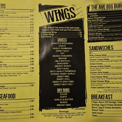 The Avenue Bar & Grill - Menu as of 2023