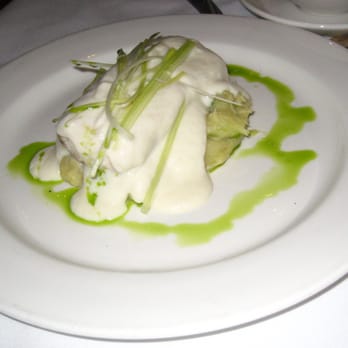 Wine Cask - poached whitefish (pretty green and white colors, but it was bland and mushy) - New American Near Me - Santa Barbara, California Wine Cask - poached whitefish (pretty green and white colors, but it was bland and mushy) - New American Near Me - Santa Barbara, California