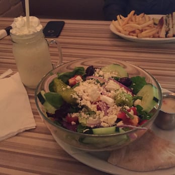 aMa Bistro - Greek salad and orange cream milkshake (so good!) - Breakfast & Brunch Near Me - Ann Arbor, Michigan