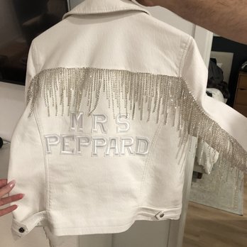 Susan Tailoring & Alterations - Added rhinestone fringe & sewed on embroidered letters. - Sewing & Alterations Near Me - Fullerton, California Susan Tailoring & Alterations - Added rhinestone fringe & sewed on embroidered letters. - Sewing & Alterations Near Me - Fullerton, California