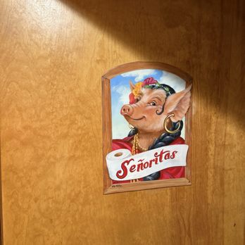 Merry Piglets Mexican Grill - Ladies room door - Mexican Near Me - Jackson, Wyoming