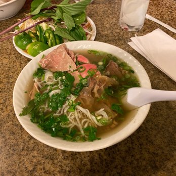 Pho 75 - Pho number 1. The soup is warm and not hot. I cannot finish because it doesn't good tonight. - Vietnamese Near Me - Falls Church, Virginia