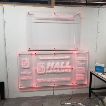Plastic Depot - LED lights integrated into a lobby sign with TV cover - Engraving Near Me - Gardena, California