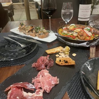 Bolero Restaurante - Jamon 3 ways, traditional paella, shrimp on drunken olive bread - Tapas/Small Plates Near Me - Temecula, California Bolero Restaurante - Jamon 3 ways, traditional paella, shrimp on drunken olive bread - Tapas/Small Plates Near Me - Temecula, California