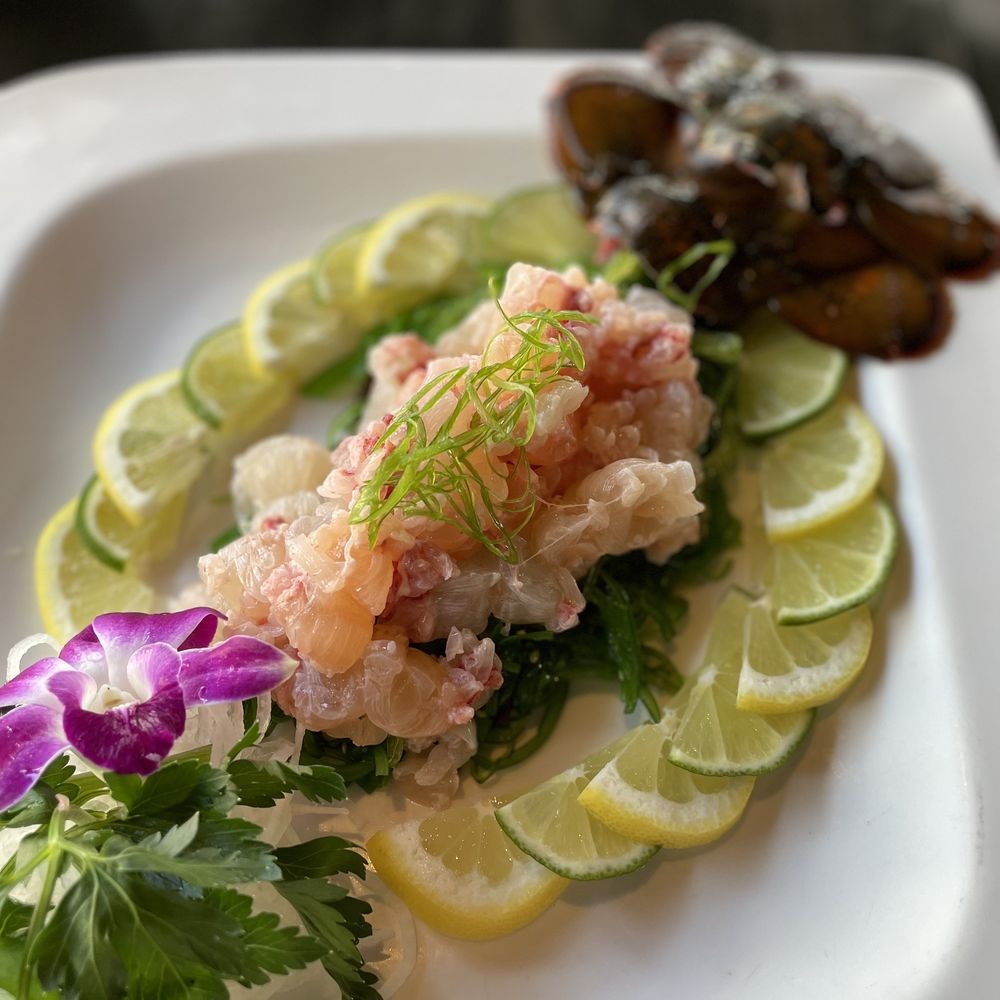 Mai Tai Lounge - Not on menu and prepared by chef Le, Twin lobster tail ceviche over seaweed salad - Sushi Bars Near Me - Marblehead, Massachusetts Mai Tai Lounge - Not on menu and prepared by chef Le, Twin lobster tail ceviche over seaweed salad - Sushi Bars Near Me - Marblehead, Massachusetts