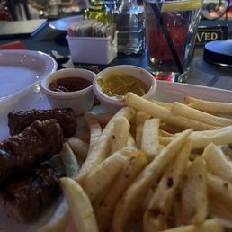 Skinless sausage and fries Skinless sausage and fries